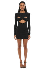 Black Round Neck Mini Dress 1