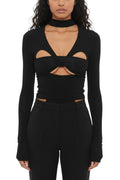 Black Solid Halter Neck Top 1