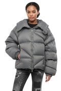 Grey Quilted Hood Jacket 1