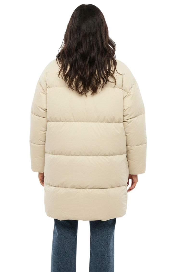 Beige Solid Hood Jacket 2