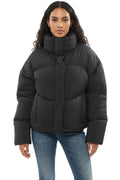 Black Quilted Mock Collar Jacket 1