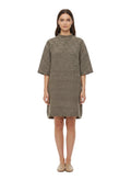 Brown Textured Crew Neck Mini Dress 1