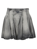 Grey Solid Mini Skirt 1