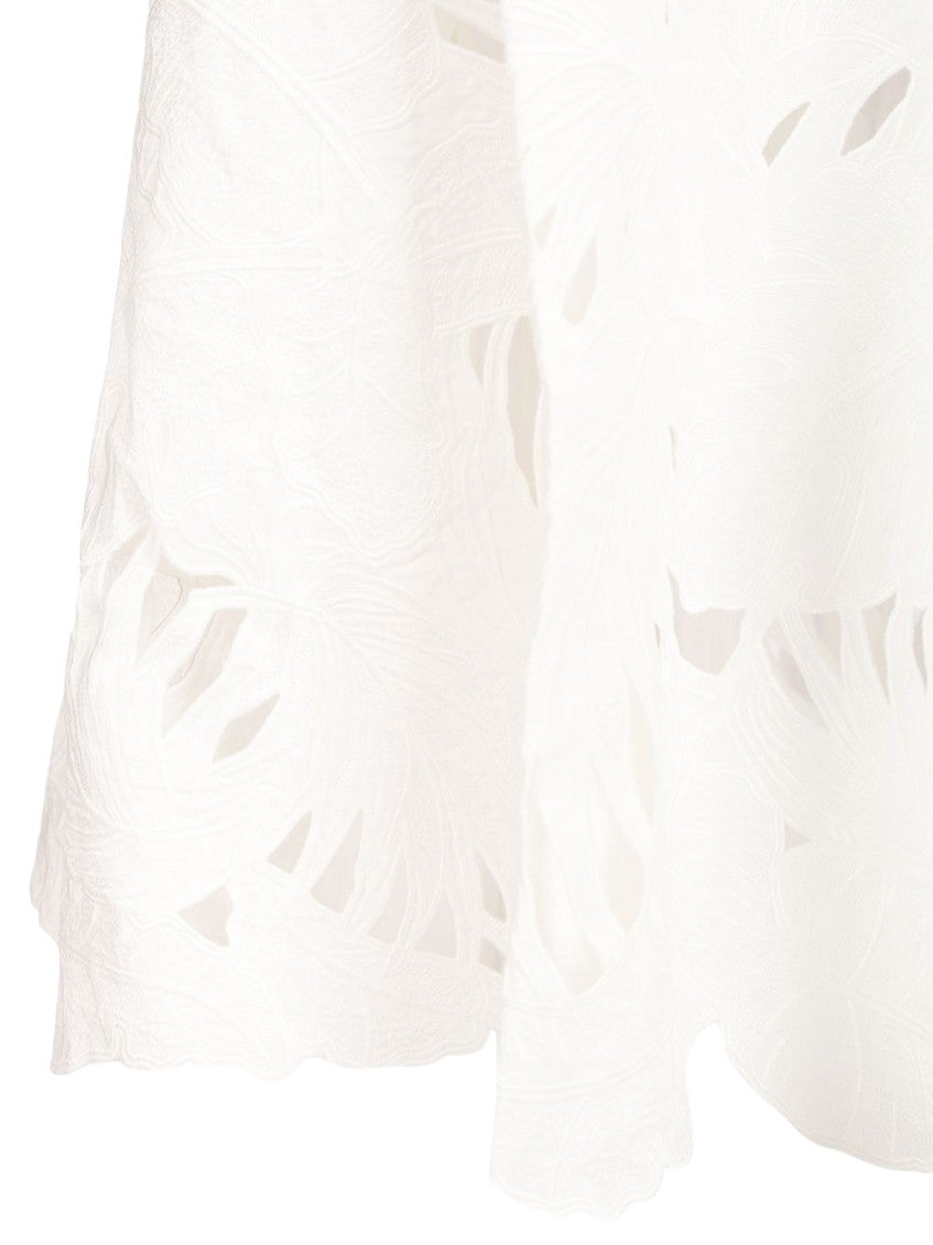 Ivory Embroidered Midi Skirt 3