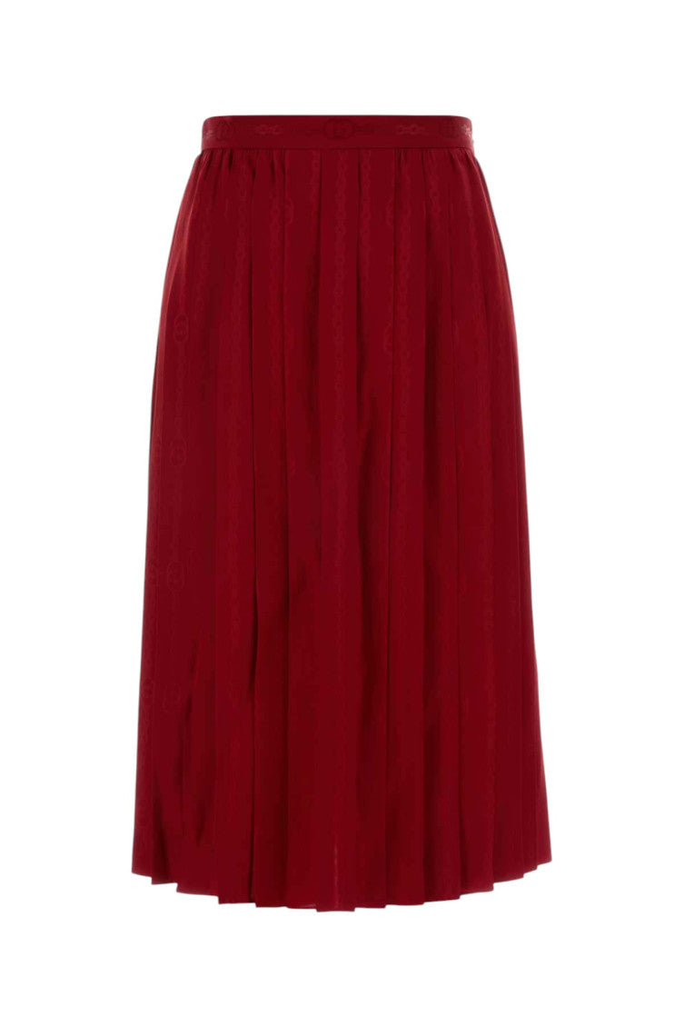 Red Pleated Midi Skirt 1