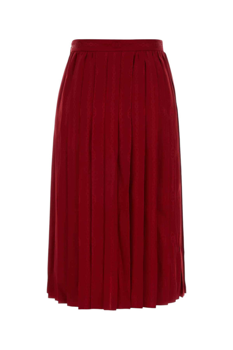Red Pleated Midi Skirt 2