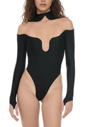 Black Solid Swimwear 1