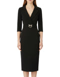 Black Notched Lapel Midi Dress 1