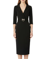 Black Notched Lapel Midi Dress 1