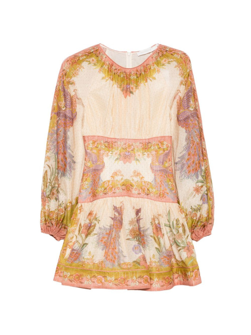 Multicolor Floral Round Neck Mini Dress 1