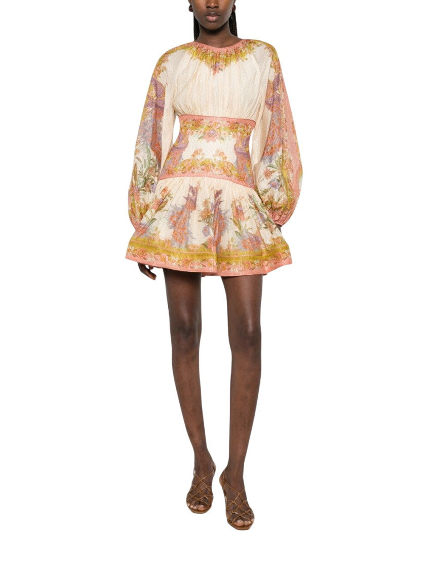 Multicolor Floral Round Neck Mini Dress 2