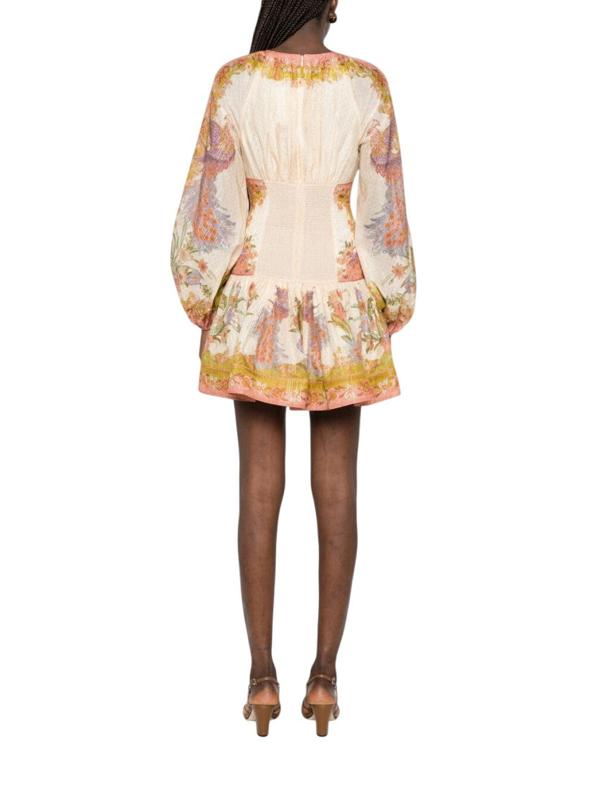 Multicolor Floral Round Neck Mini Dress 3