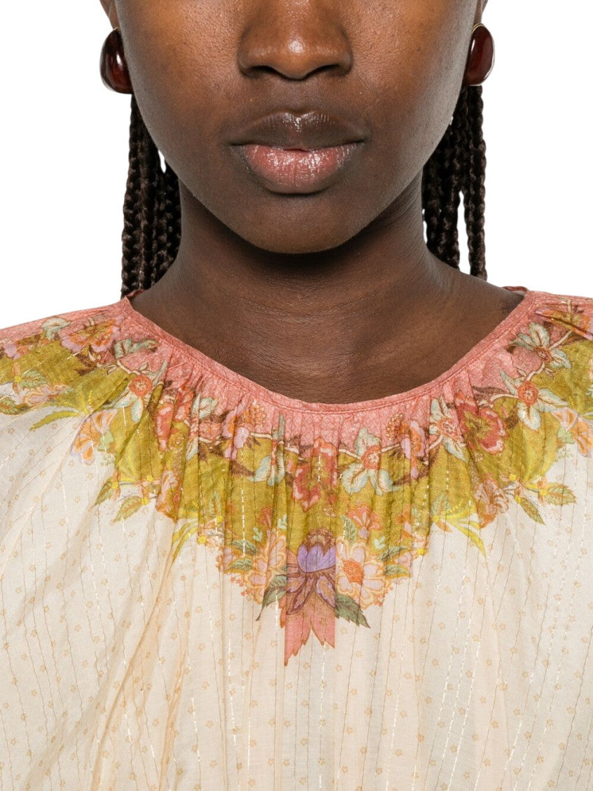 Multicolor Floral Round Neck Mini Dress 4