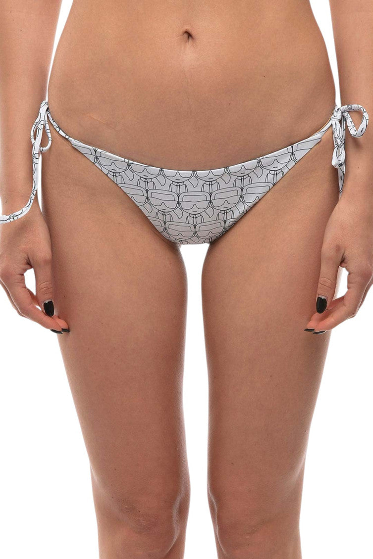 White Printed Bikini Bottom Swimwear 1
