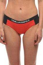 Red Color Block Bikini Bottom Swimwear 1