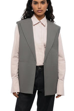 Grey Solid Notched Lapel Blazer 1