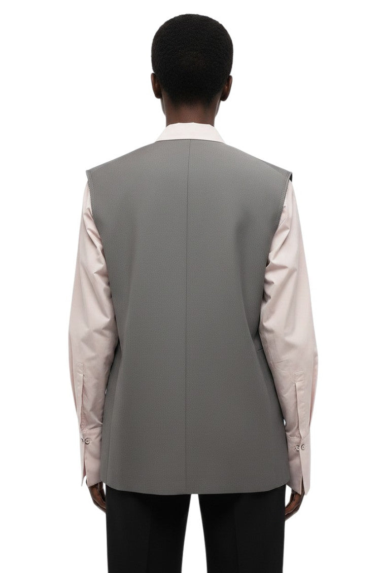 Grey Solid Notched Lapel Blazer 2