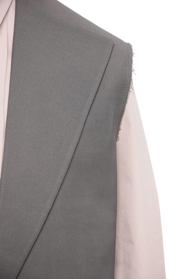 Grey Solid Notched Lapel Blazer 3