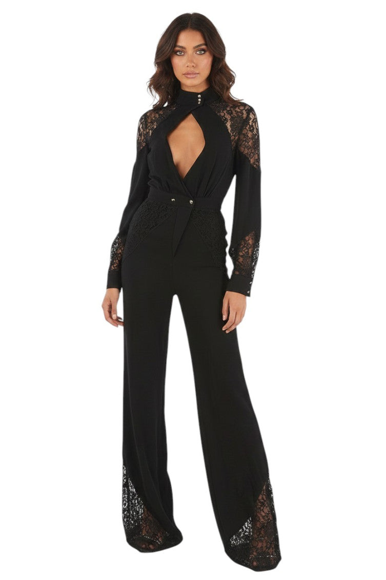 Black Lace Full Length Dress 1