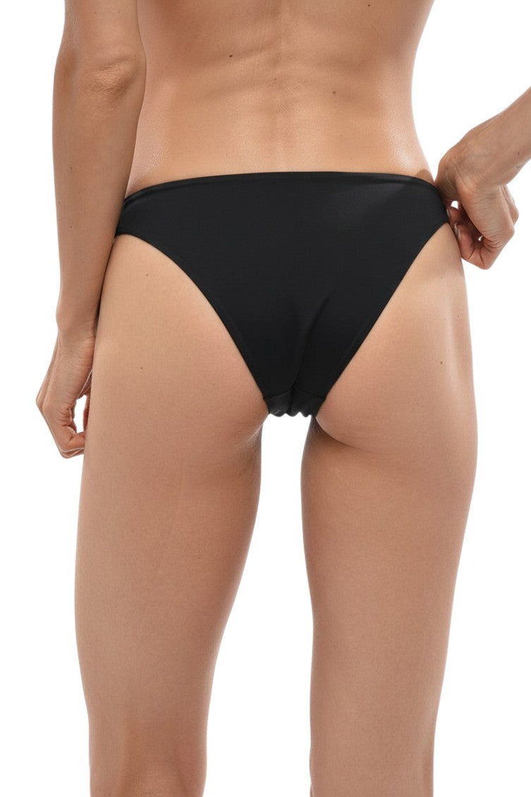 Black Solid Bikini Bottom Swimwear 2