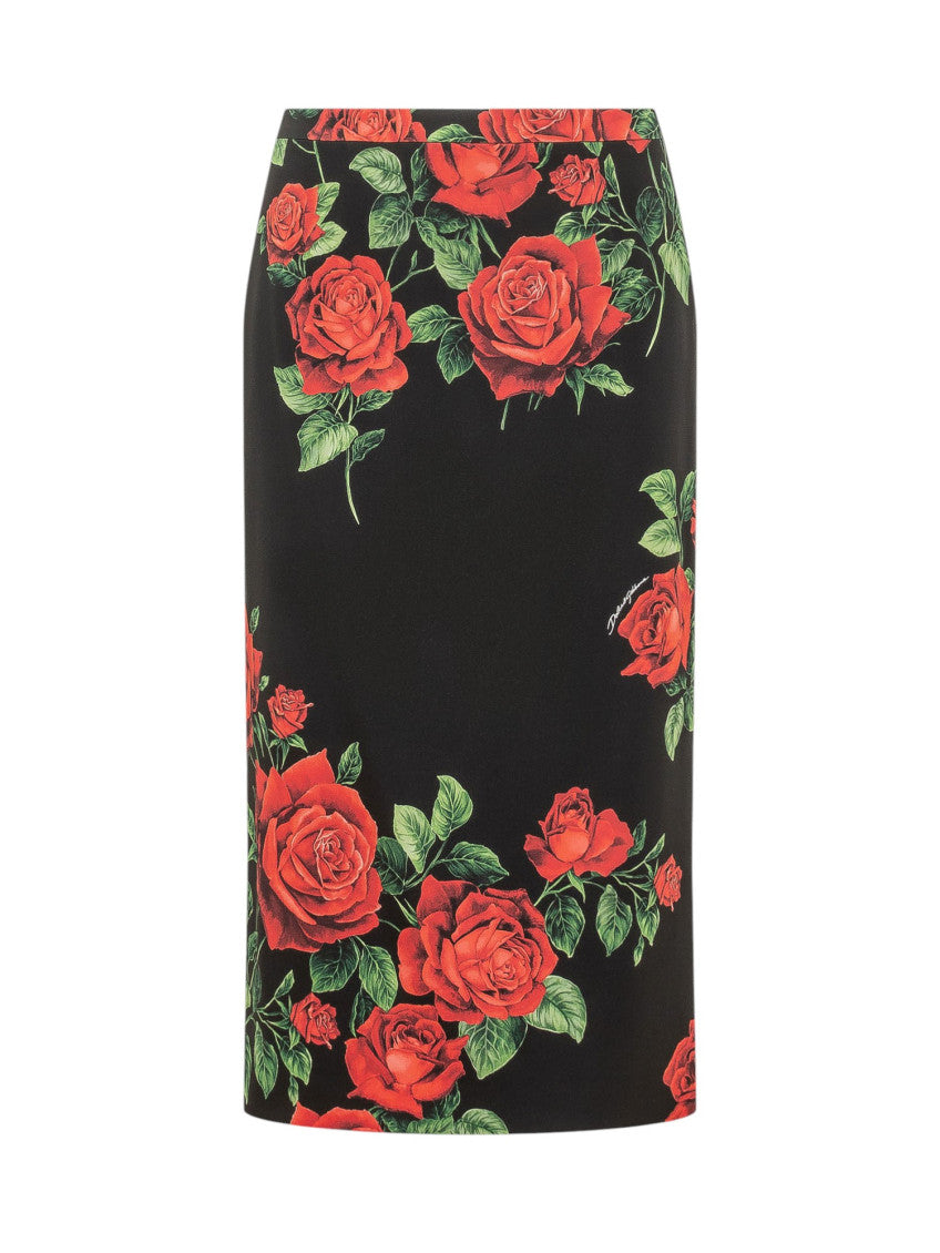 Black Floral Midi Skirt 1