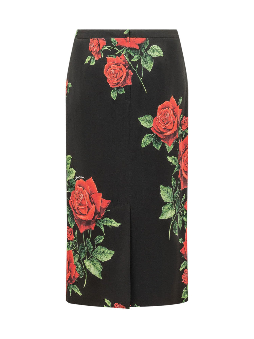 Black Floral Midi Skirt 2