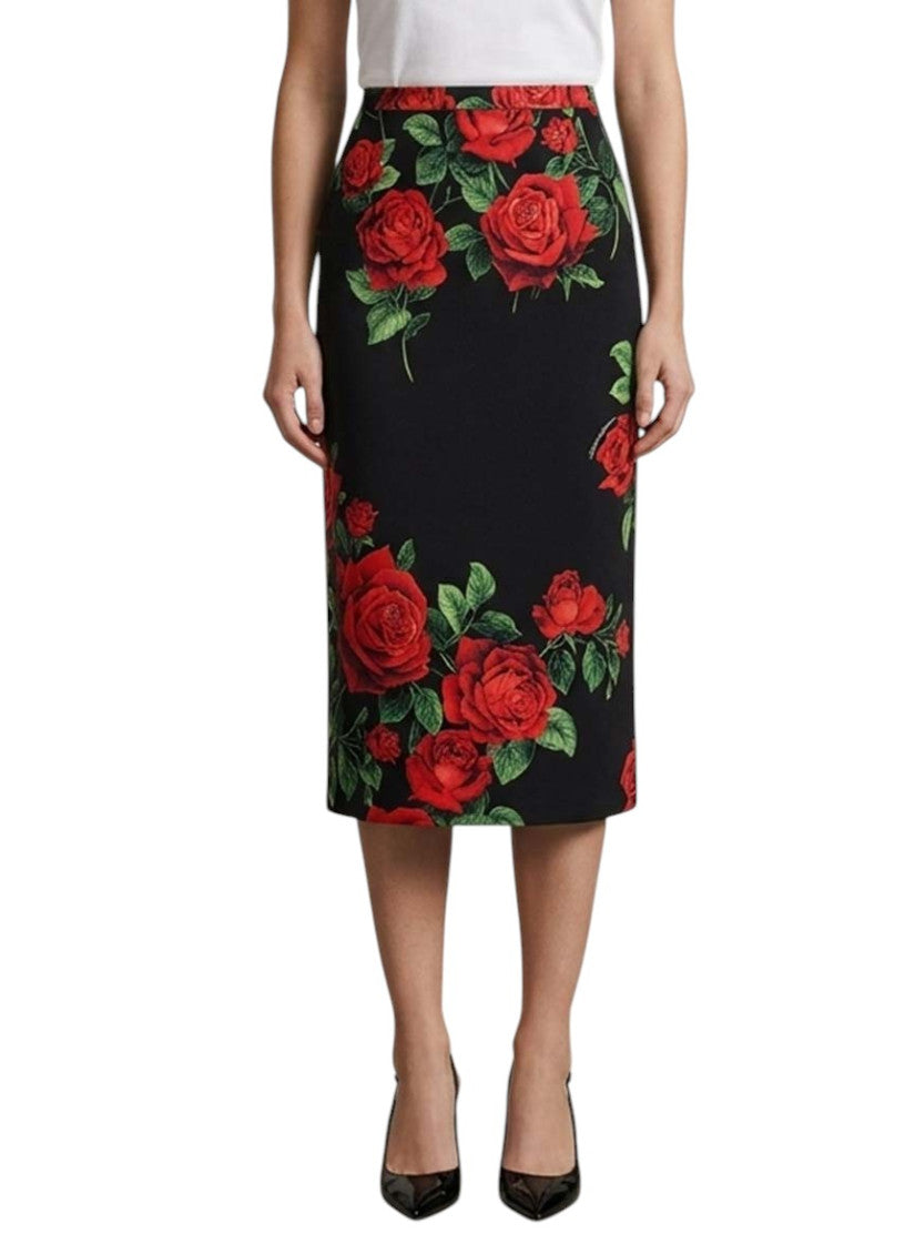 Black Floral Midi Skirt 3