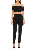 Black Solid Off Shoulder Top 1