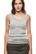 Grey Textured Scoop Neck Top 1