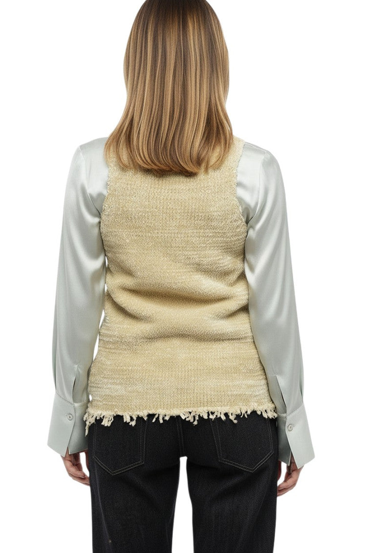 Off White Knitted Crew Neck Top 2