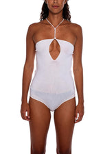 White Solid Halter Neck Top 1