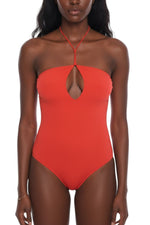 Red Solid Halter Neck Top 1