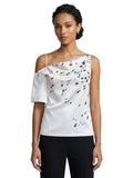 White Abstract One Shoulder Top 1