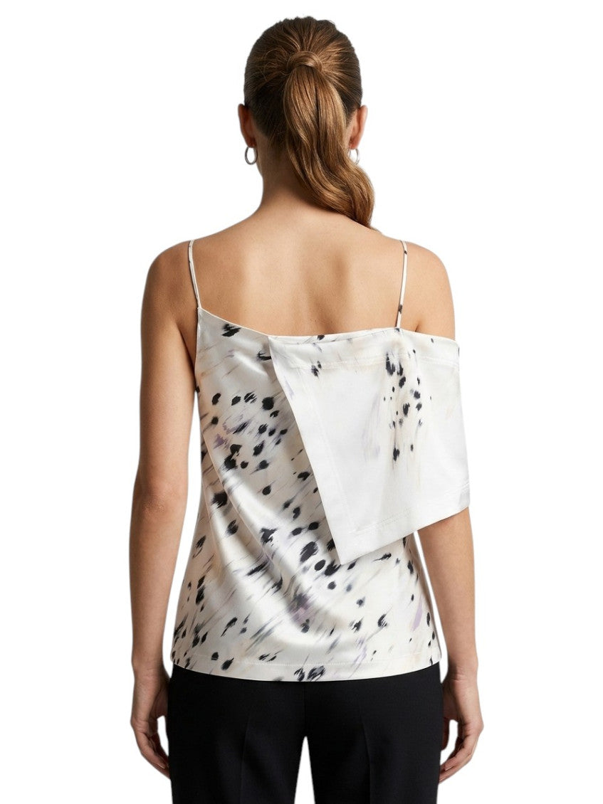 White Abstract One Shoulder Top 2