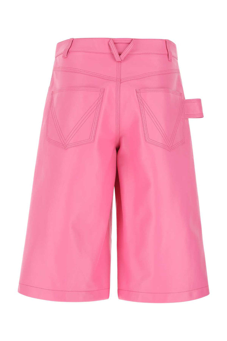 Pink Leather Bermuda Shorts 2