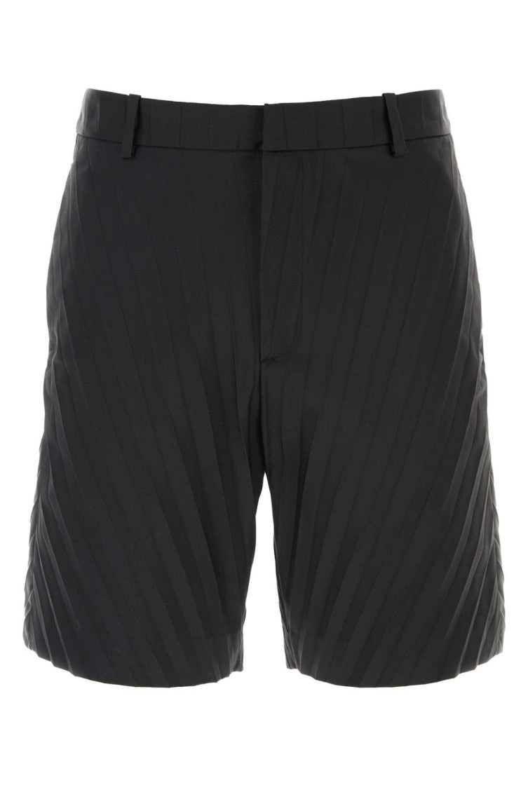 Black Pleated Bermuda Shorts 1
