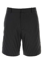 Black Pleated Bermuda Shorts 1