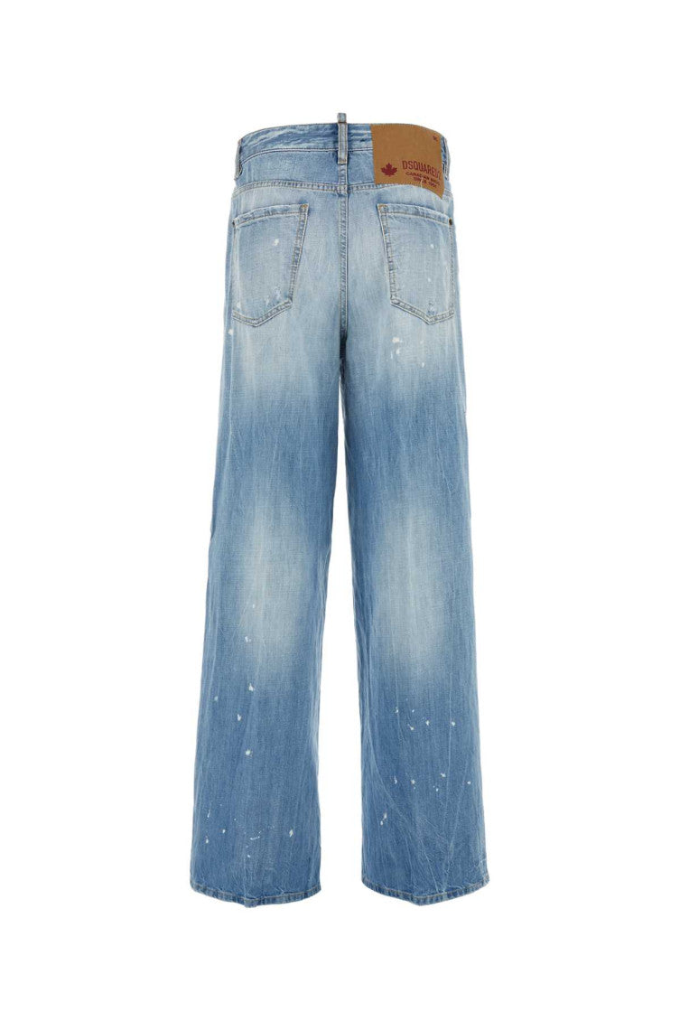 Light Blue Denim Wide-leg Jeans 2