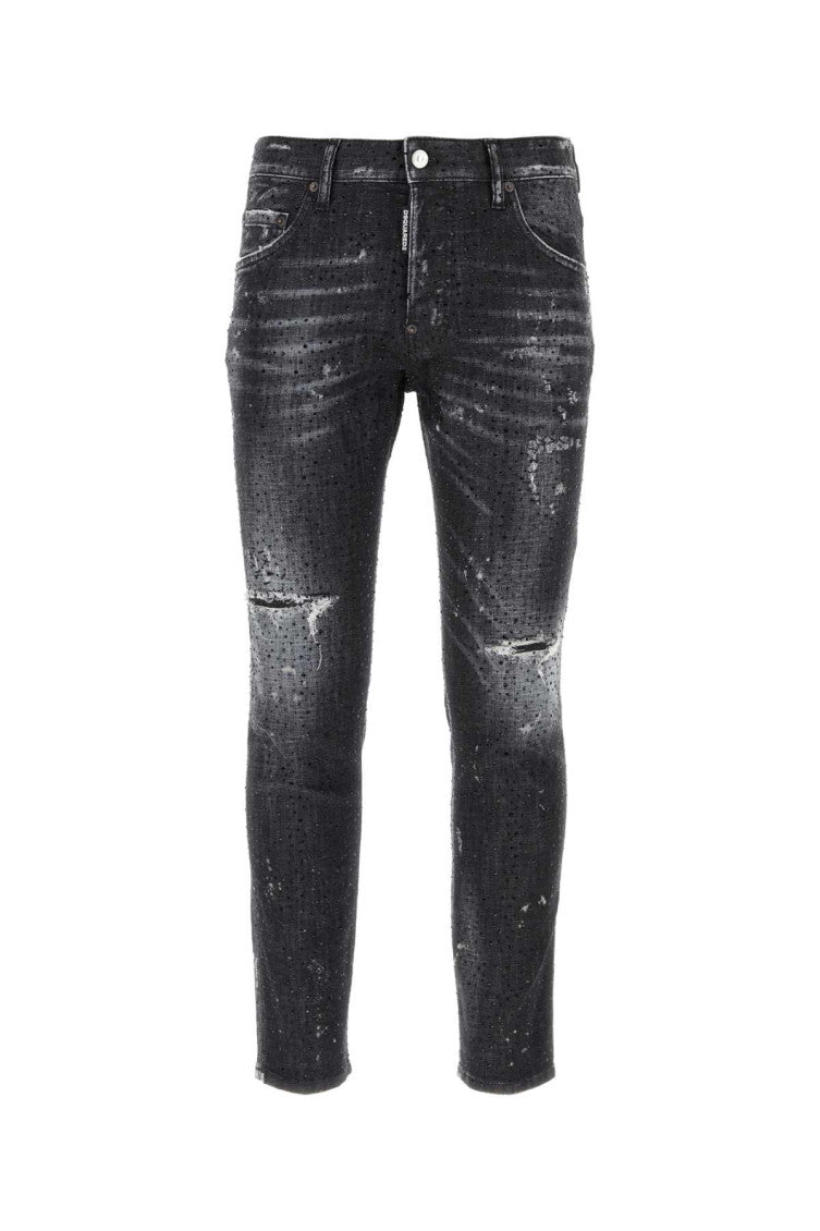 Embellished stretch denim Skater jeans 1
