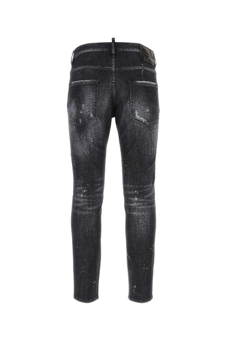 Embellished stretch denim Skater jeans 2