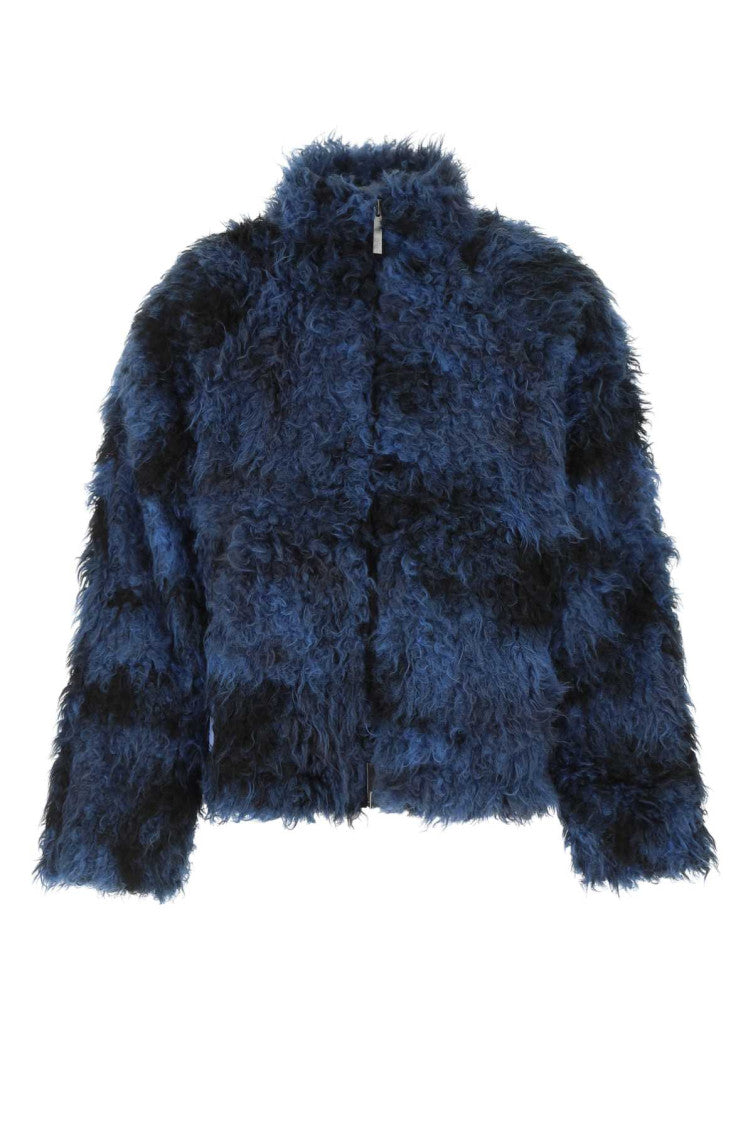 Blue Two-tone Eco Fur Coat 1