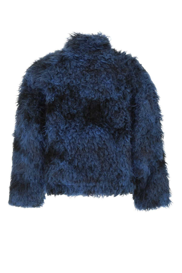 Blue Two-tone Eco Fur Coat 2