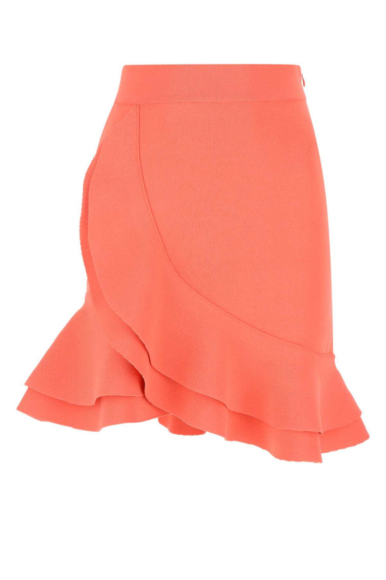 Salmon stretch viscose blend mini skirt 1