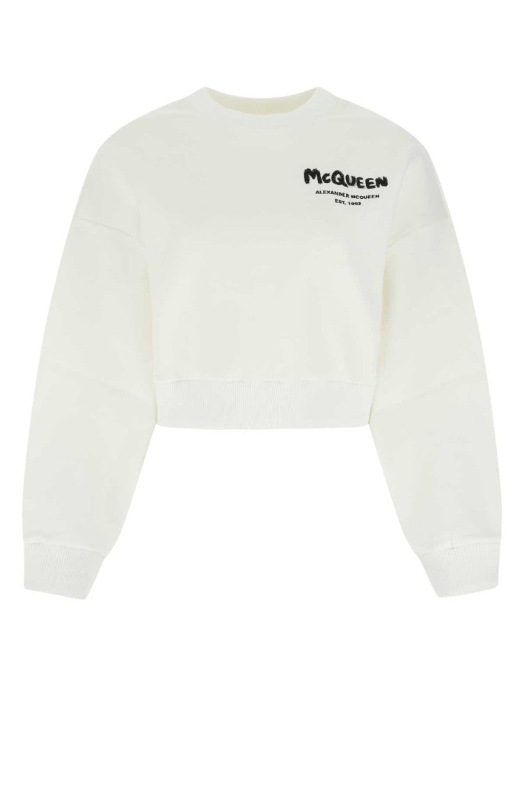 White cotton blend sweatshirt 1