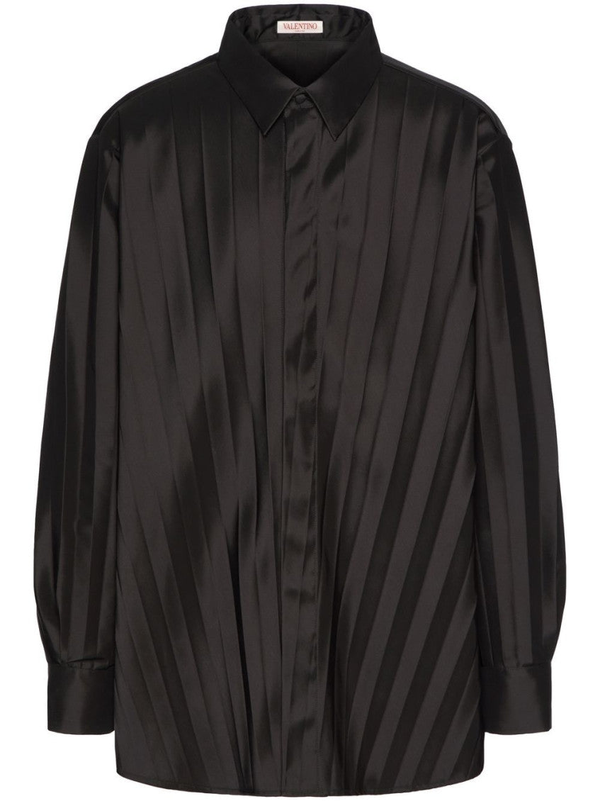 Black Pleated nylon shirt 1