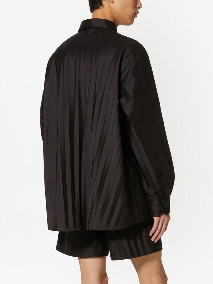 Black Pleated nylon shirt 2