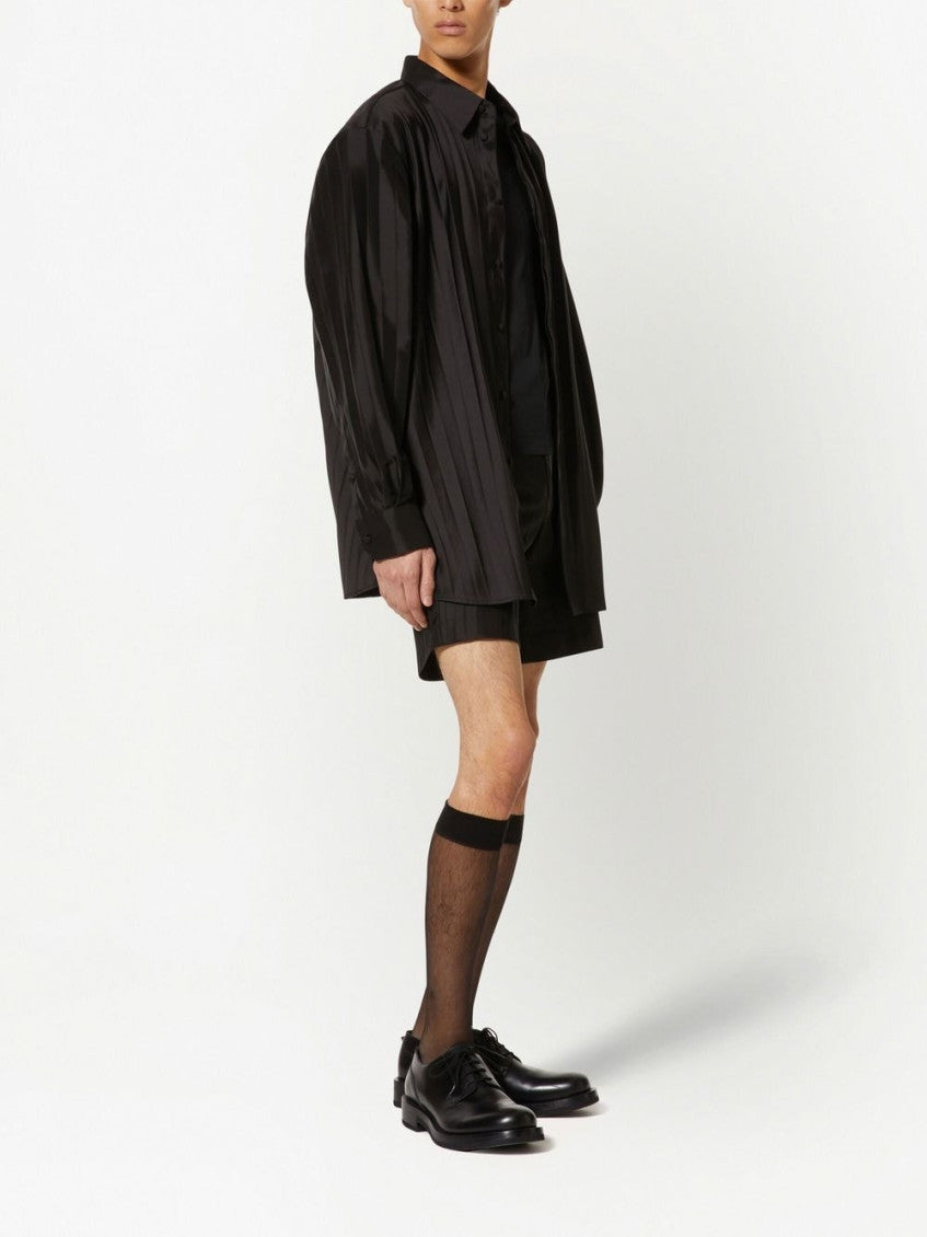Black Pleated nylon shirt 4