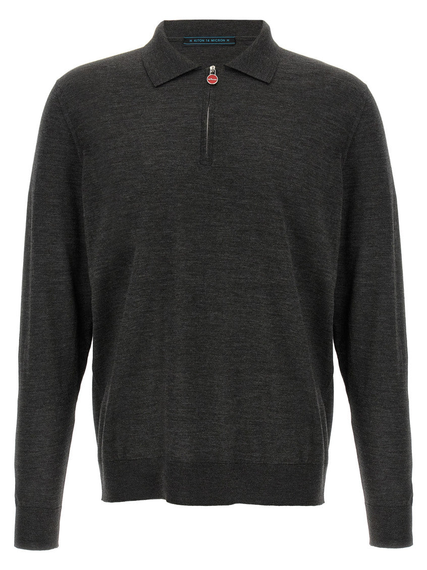 Grey Halfzip polo shirt  1