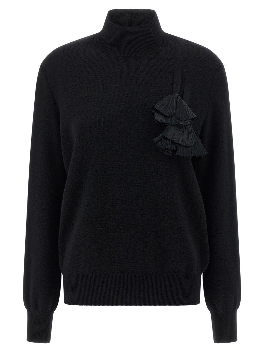 Black Floral insert sweater 1