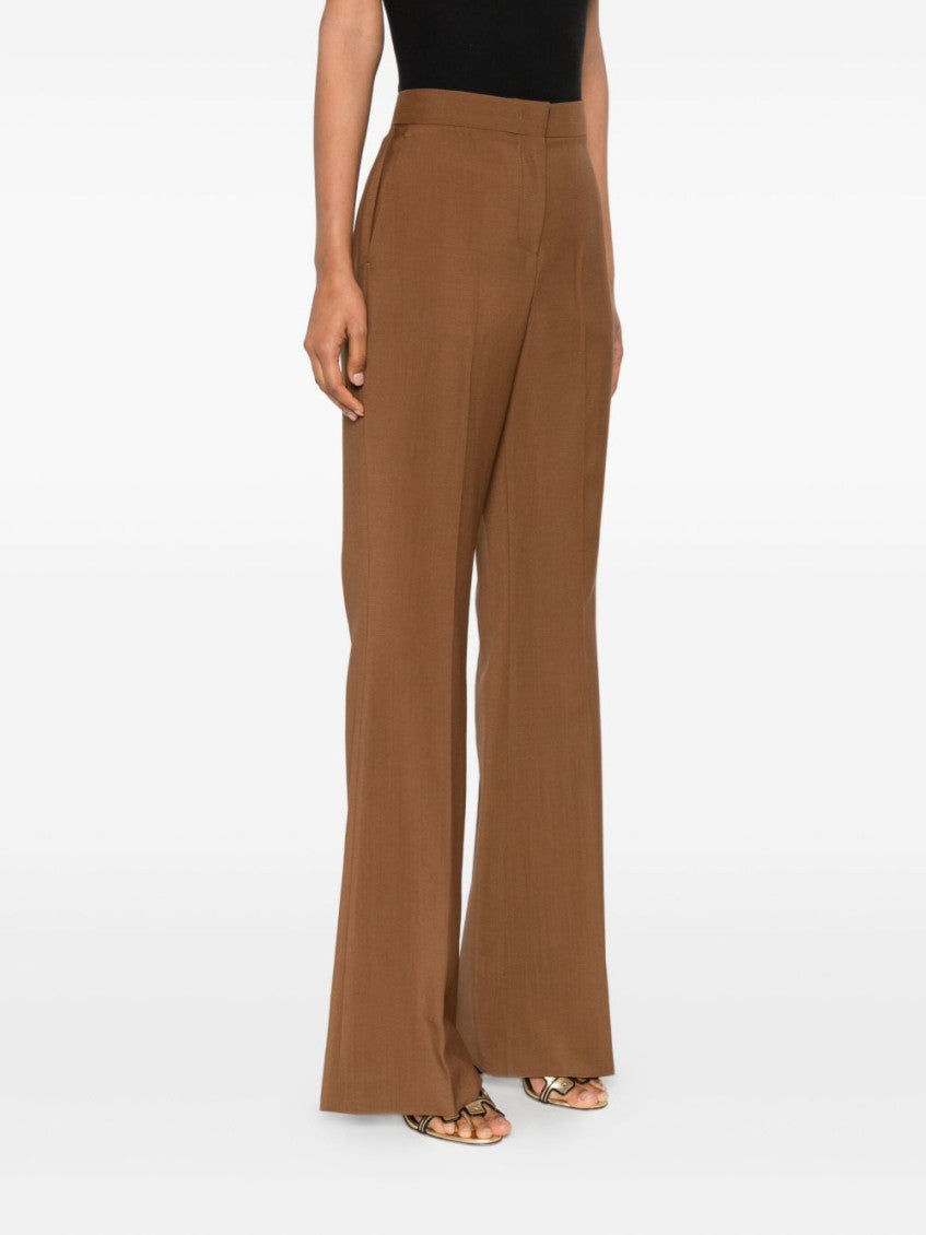 Brown Wool Flared Trousers 3